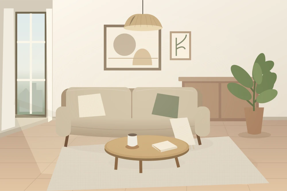 Bright living room used to illustrate the upcoming browsing experience